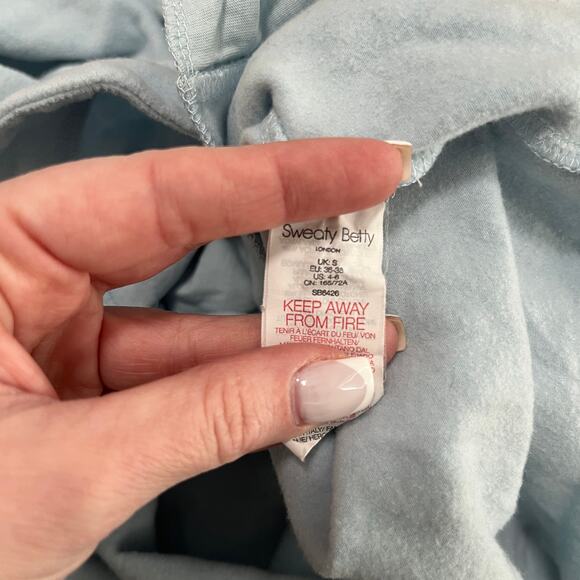 Sweaty Betty Light Blue Funnel Neck Hoodie Sweatshirt Size Small - Picture 2 of 7